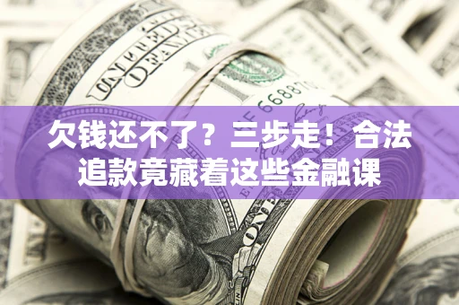 武汉欠钱还不了？三步走！合法追款竟藏着这些金融课